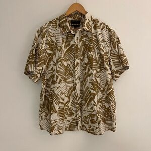 Banana Republic Men's Leaf Print Shirt - Brown and White